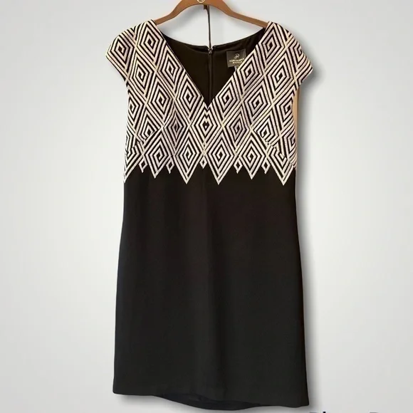 Adrianna Papell Dresses Adrianna Papell Black Dress Vneck Cap